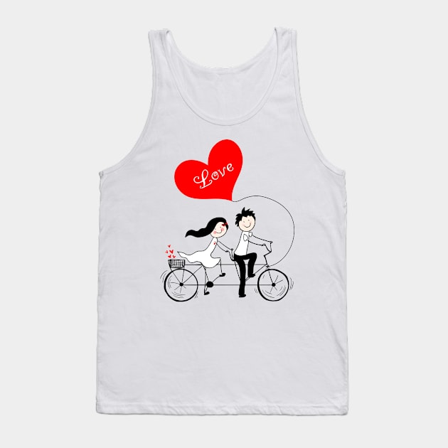 Cute couple riding tandem bicycle Tank Top by fears